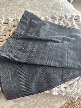 Calvin Klein Black and White Glen Plaid Dress Pants